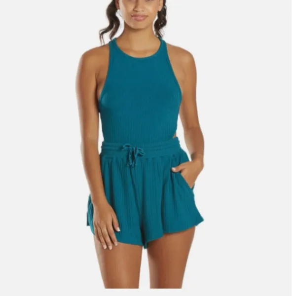 FP Movement Blissed Out Romper size medium in teal‎ Blue summer spring vacation - Image 9