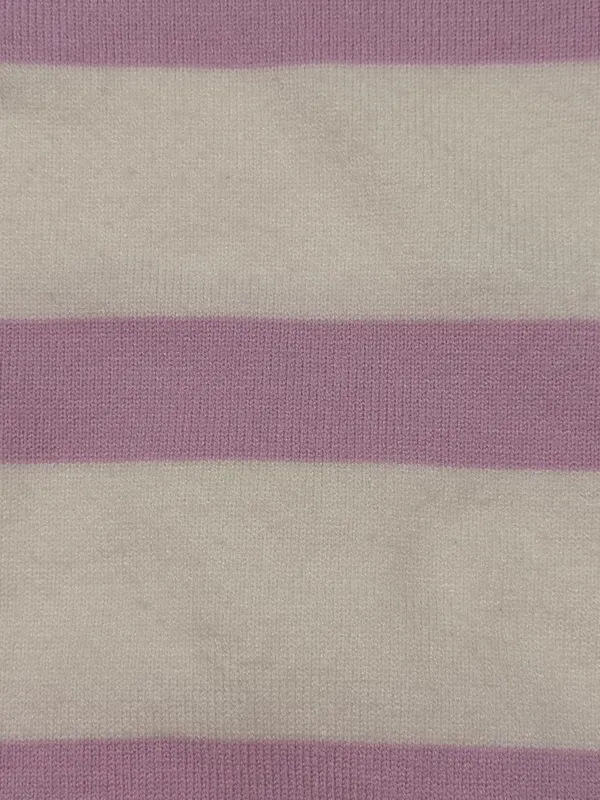 Final price Q2 White and Light Lavender Striped Crewneck Sweater - Image 3