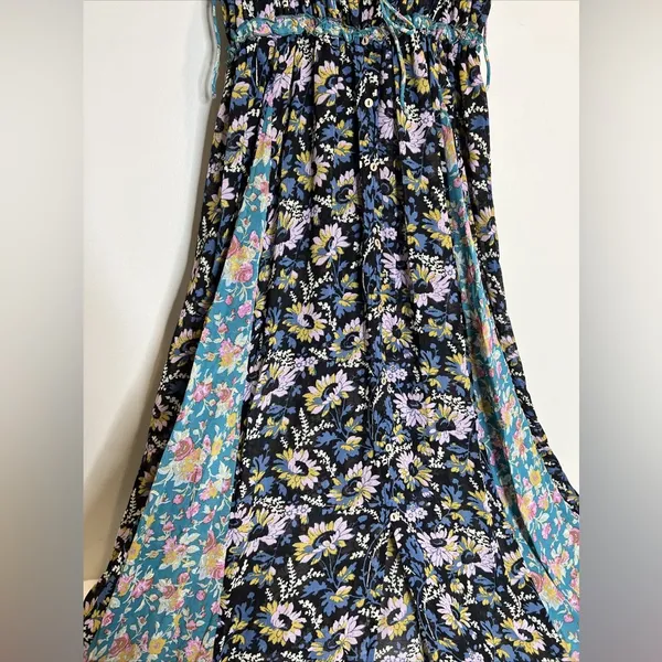 Free People Dance with Me Ruched Gathered Front Cute Ties Maxi Dress Size Small - Image 6