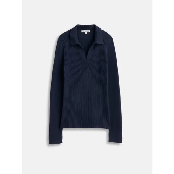 ALEX MILL Ribbed Tunic Sweater Dark Navy Blue Pullover Merino Wool Knit Small - Image 10