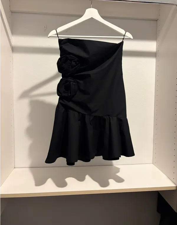 Zara raised flowers strapless poplin Mini Dress NWTS - Image 3