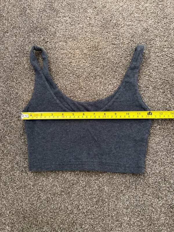 Charcoal Scoop Neck Cropped Tank Top - Image 2