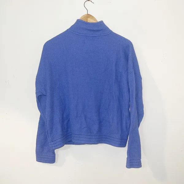 Aerie purple waffle knit quarter zip long sleeve top - Image 6