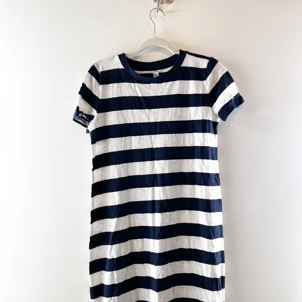 Lou & Grey Short Sleeve Striped Tee Shirt Maxi Dress Blue White Small - Image 4
