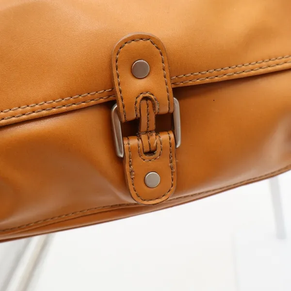 Nine West Shoulder Bag Womens Medium Tan Faux Leather Multi Pocket Satchel Good - Image 5