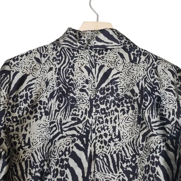Chico's Womens S 100% Silk Animal Print Open Front Blazer - Image 4