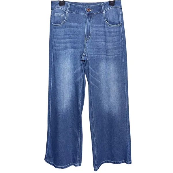 HALARA Flex Women’s Baggy Wide Leg Blue Denim Stretch Jeans - Image 3