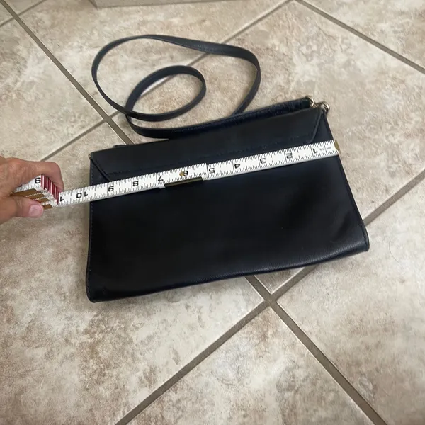 Kate Spade New York Black Leather Crossbody Bag Gold Buckle Flap Small Purse - Image 8