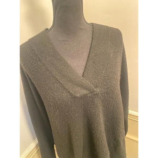 Anthropologie Slouchy Cozy Black Knit Crossover V-Neck Pullover Sweater Oversize - Image 2