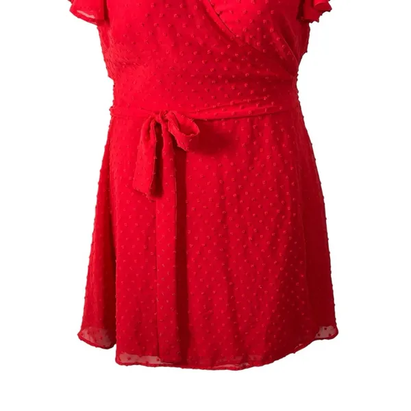 Lulus Much to Celebrate Red Swiss Dot Wrap Dress Large - Image 7
