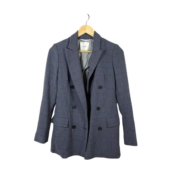 NWOT Wilfred by Aritzia Margaux Oversized Plaid Blazer Blue/Grey Size 0 - Image 3