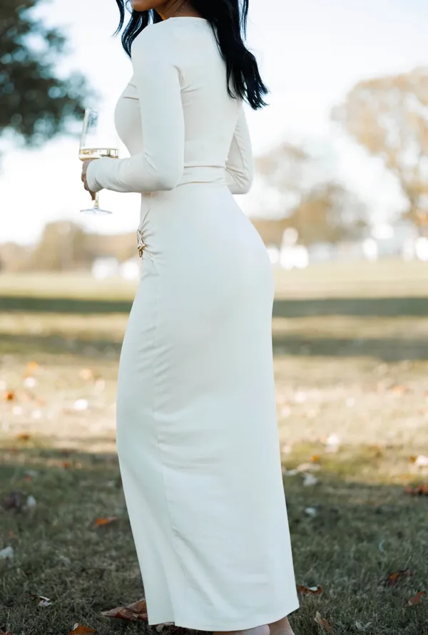 Nude Maxi Dress White - Image 2
