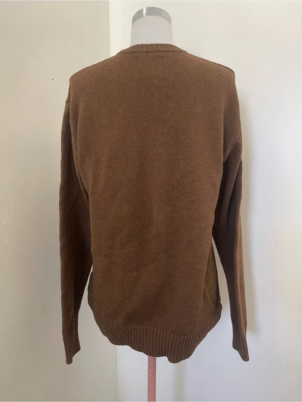 Women's Crewneck cotton on garments Sweater in Warm Brown - Image 3