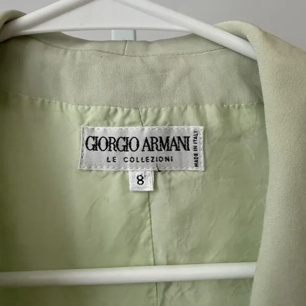 Giorgio Armani Silk Office Siren Academia Minimalist Luxury Blazer 8 Sage Green - Image 4
