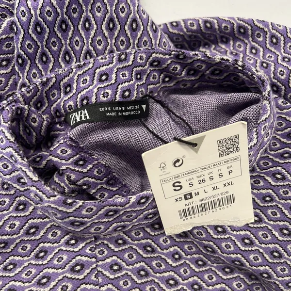 Zara Shift Dress Womens‎ Small Purple Stretch Geometric Cutout Back Cinched Side - Image 9