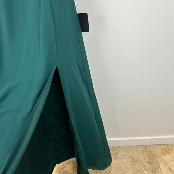 Lulus Simply Brilliant Emerald One-Shoulder Bow Maxi Dress Formal Large NWT - Image 10