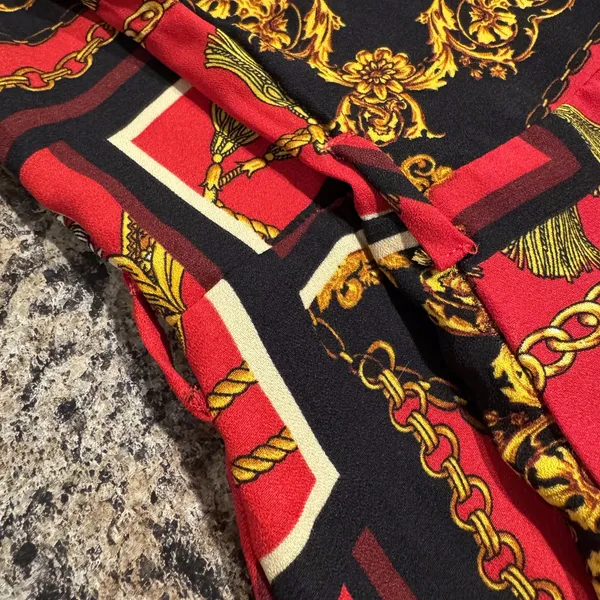 Bebop Y2K Baroque Mini Dress Red Abstract Bold Maximalist Old Money Statement Large - Image 7