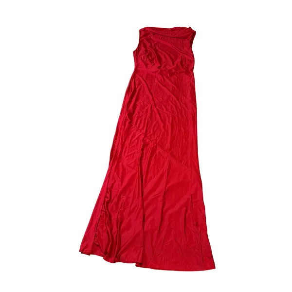 Oysho NWOT Size Large Red Maxi Dress Satin Sleeveless High Neck Tie Cocktail Party - Image 3