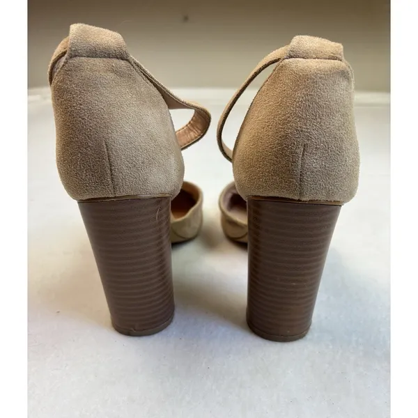 Ree‎ Tan Suede Block High Heel Shoes Ankle Strap Buckle Size 8 - Image 7
