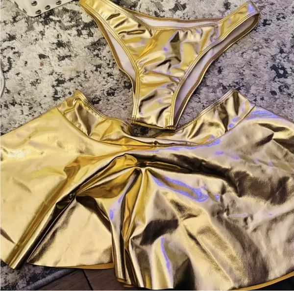 Rave Festival Gold Metallic Skirt + Bikini Set - Image 12