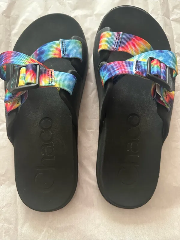 Chaco Tie-Dye Double-Strap Slide Sandals - Black Footbed - Image 4