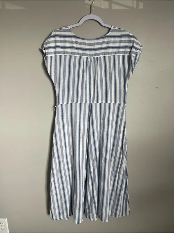 CROFT & BARROW Blue and White Striped Midi Dress Sz S - Image 5