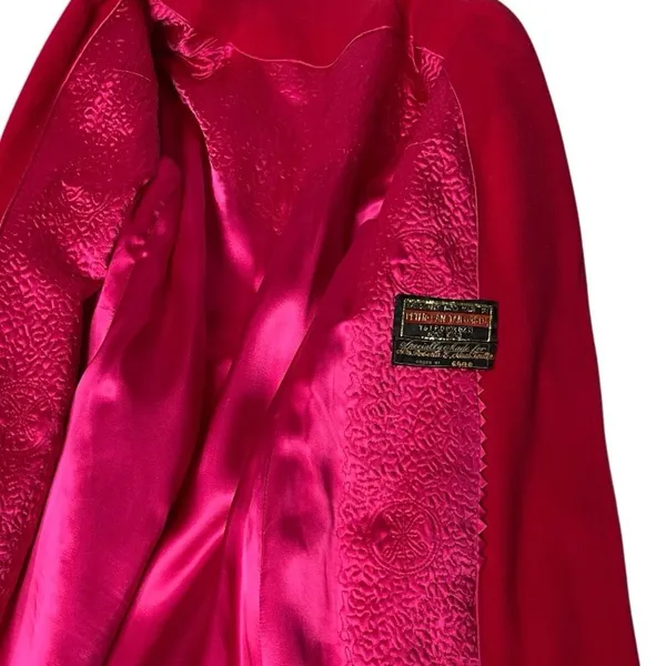 PETER PAN Tailors Red Coat Midi Lined Handmade Womens Small VINTAGE Hong Kong - Image 6