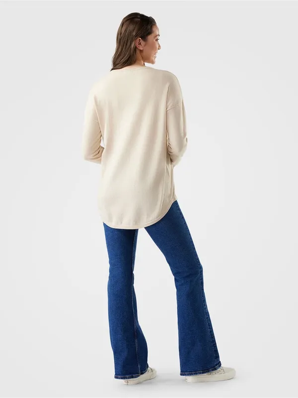 Smartwool Shadow Pine Colorblock Crew Sweater Almond Donegal Minimalist Wool M - Image 2