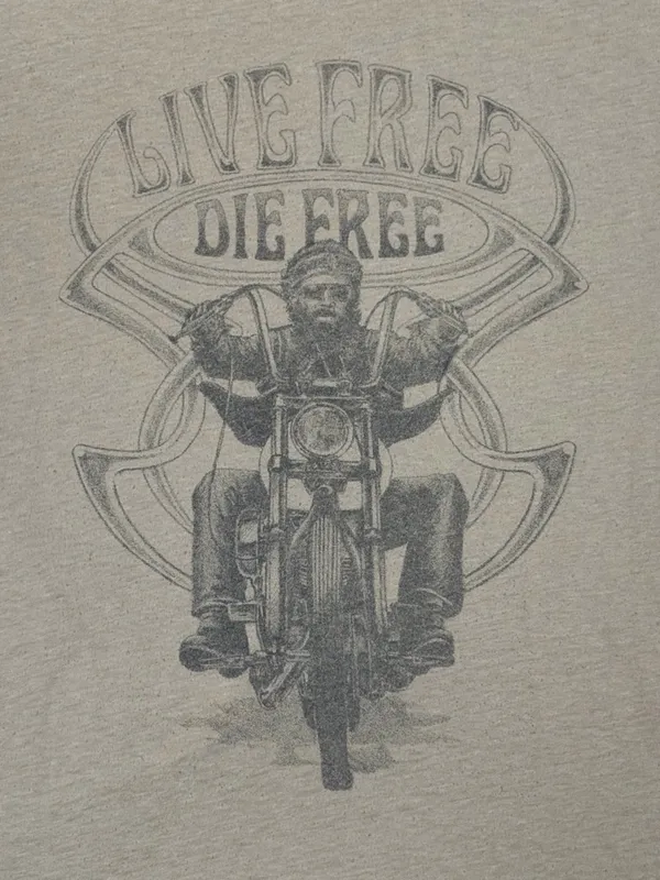 Lucky Brand Live Free Die Free Biker Graphic Tee Vintage Fade M Unisex - Image 5