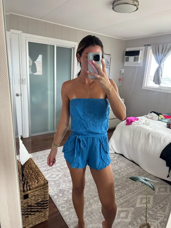 Elan Strapless Blue Romper - Image 3