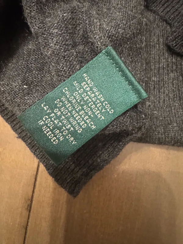 Lauren Ralph Lauren Size XS Ruffle Neckline Gray Sweater Silk & Cashmere - Image 4