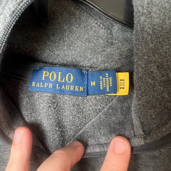 Polo Ralph‎ Lauren Woman Size Medium Gray velour quarter-zip pullover - Image 2