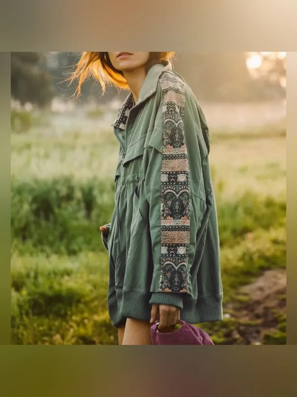 NWOT Free People FP Movement She Fly Jacket - green combo - Small - Image 5