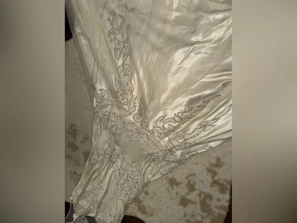 VTG Sue Wong Nocturne Silk Beaded Mermaid Wedding Dress Ivory Gown Sequin formal - Image 16