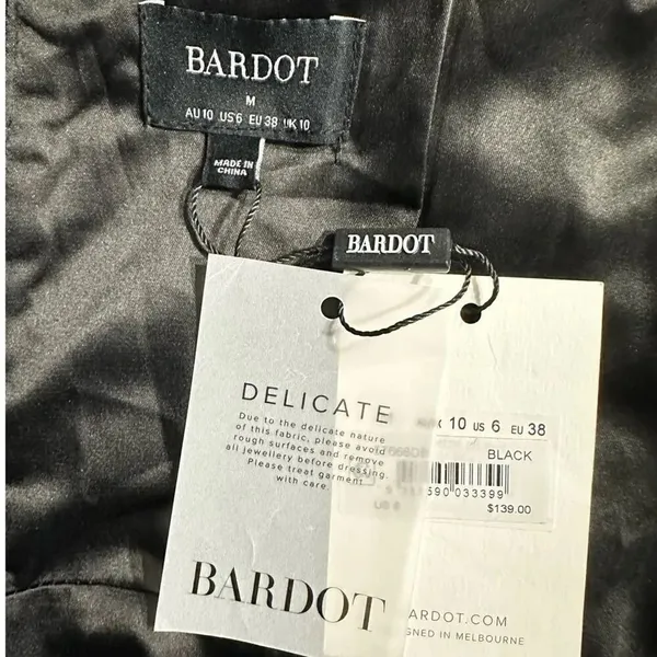 Bardot Adeline Midi Dress Women's 6 Black Sheath Sleeveless Plunge Neck NWT - Image 7