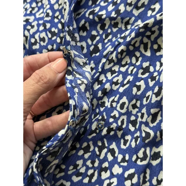 FREE PEOPLE Gorgeous Jess Wrap Maxi Dress Size Small Blue Black Leopard Print - Image 6