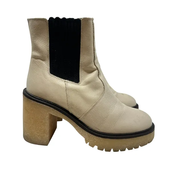 Free People James Chelsea Boots Ankle Leather Bone Cream White Size‎ 39 US 8.5 - Image 7