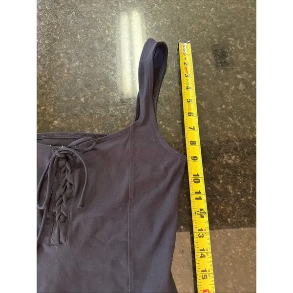 Abercrombie & Fitch Soft A&F Collection Black Thong‎ Bodysuit Sz Med Tank Top - Image 6