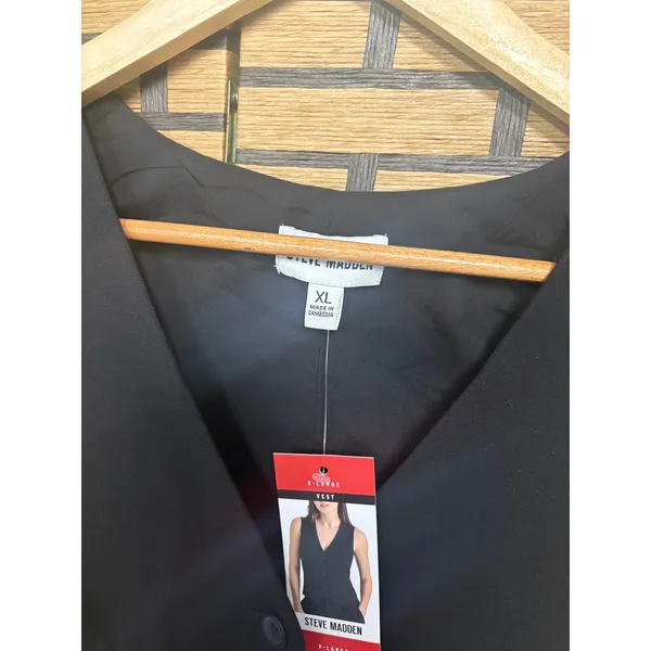 Steve‎ Madden Black Button Front Vest SIze XL - Image 4
