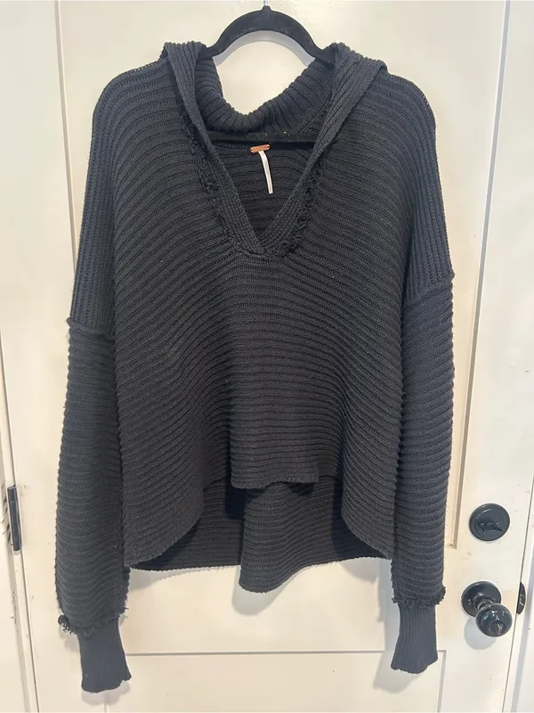 Free People Marlie Deep V Ribbed Sweater Black Size Small - Image 2