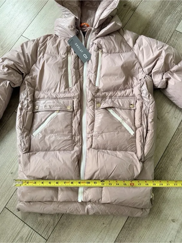 Orolay Women’s Size M Thickened Down Hooded Jacket. Mauve. Front zipper. NWT - Image 11