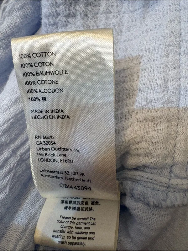 Free People Summer Daydream Button Down Womens M Light Blue Gauze Top - Image 8