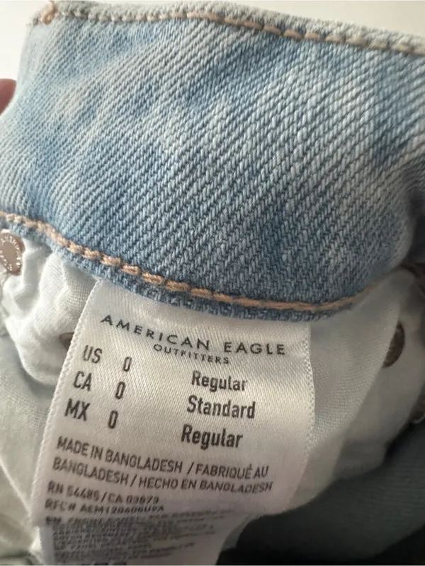 American Eagle Strigid Curvy Super High-Rise‎ Baggy Straight Leg Jeans Size 0 - Image 10