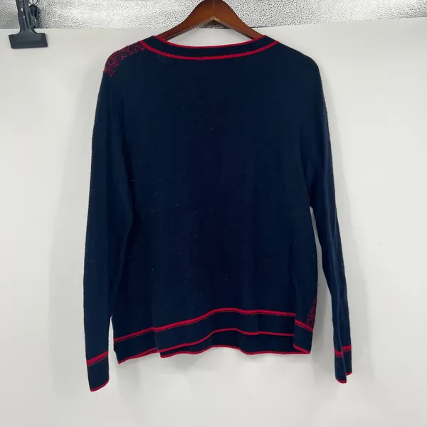 Draper James Reese Witherspoon Cashmere Wool navy burgundy sweater plus size XXL - Image 4