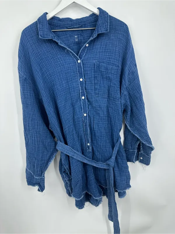 Aerie Blue Gauzy High Waisted Romper Size XL Boho - Image 10