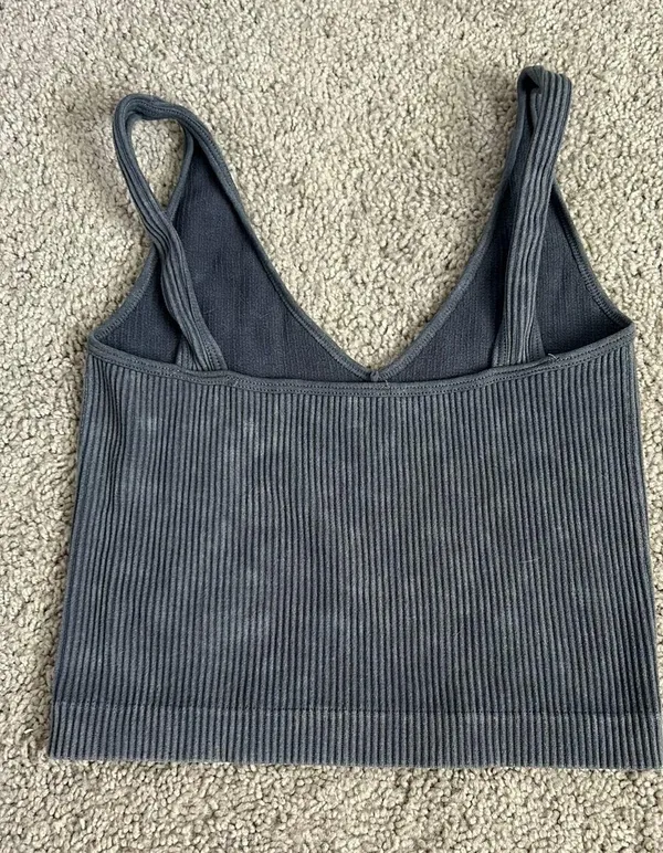 Boutiques is wash cropped ribbed tank Gray - Image 2
