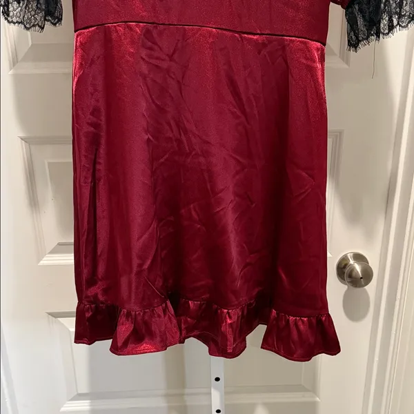Kit‎ + Sky Red Satin Puff Sleeve Mini Dress Size Small Juniors NWT Whimsigoth - Image 5