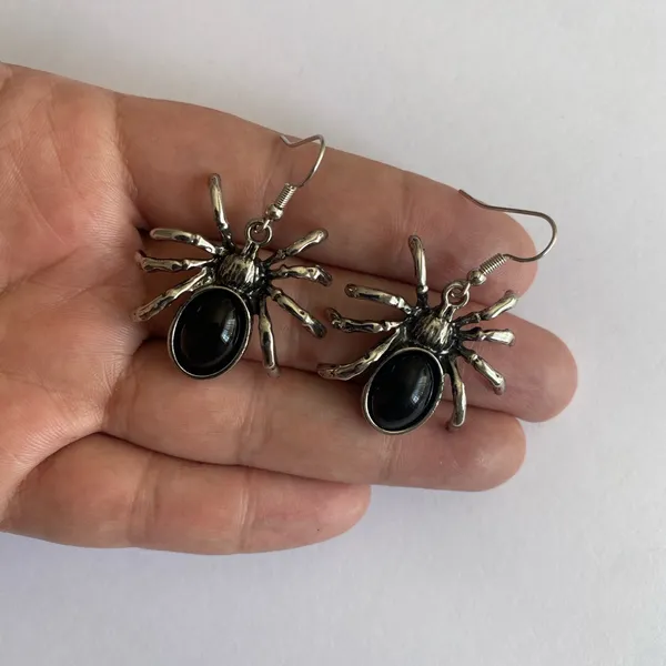 1 Pair Of Gothic Style Drop Earrings Horror Spider‎ Design - Image 15