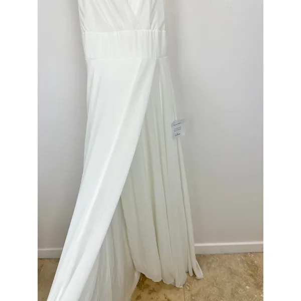Lulus Romantic Inspiration White Sleeveless Faux Wrap Maxi Dress Wedding M NWT - Image 8