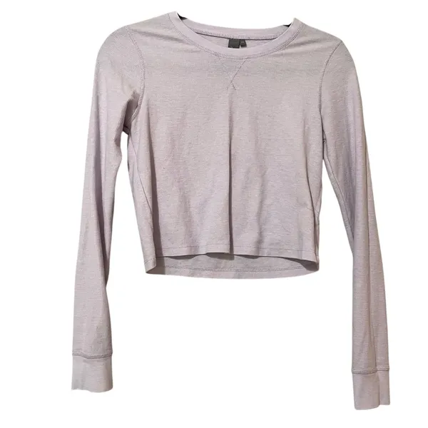 Sweaty Betty Waffle Knit Lavender Long Sleeve Crop Top Womens XS Purple Athletic - Image 2